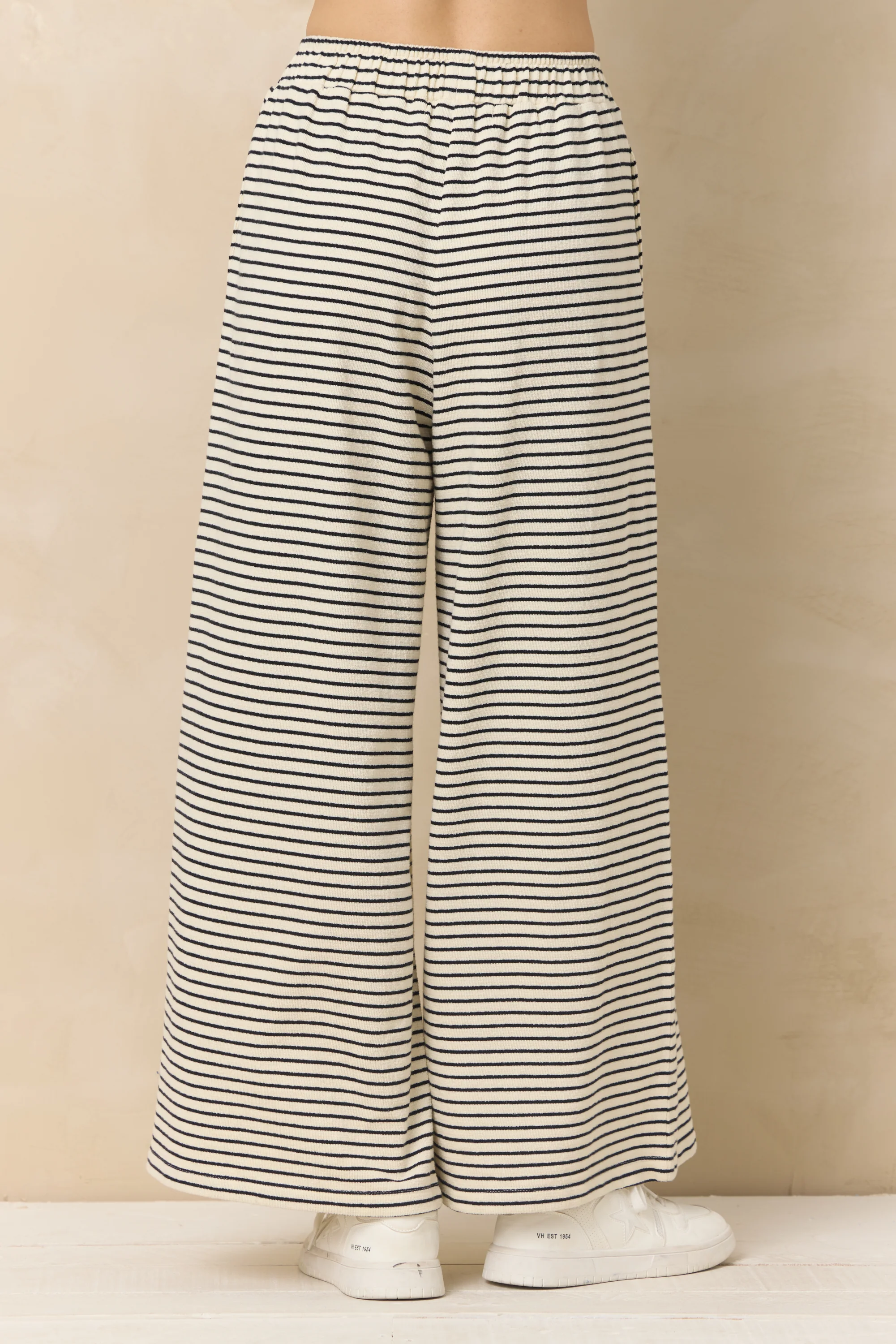 Striped French Terry Cloth Wide Leg Pant - Image 5