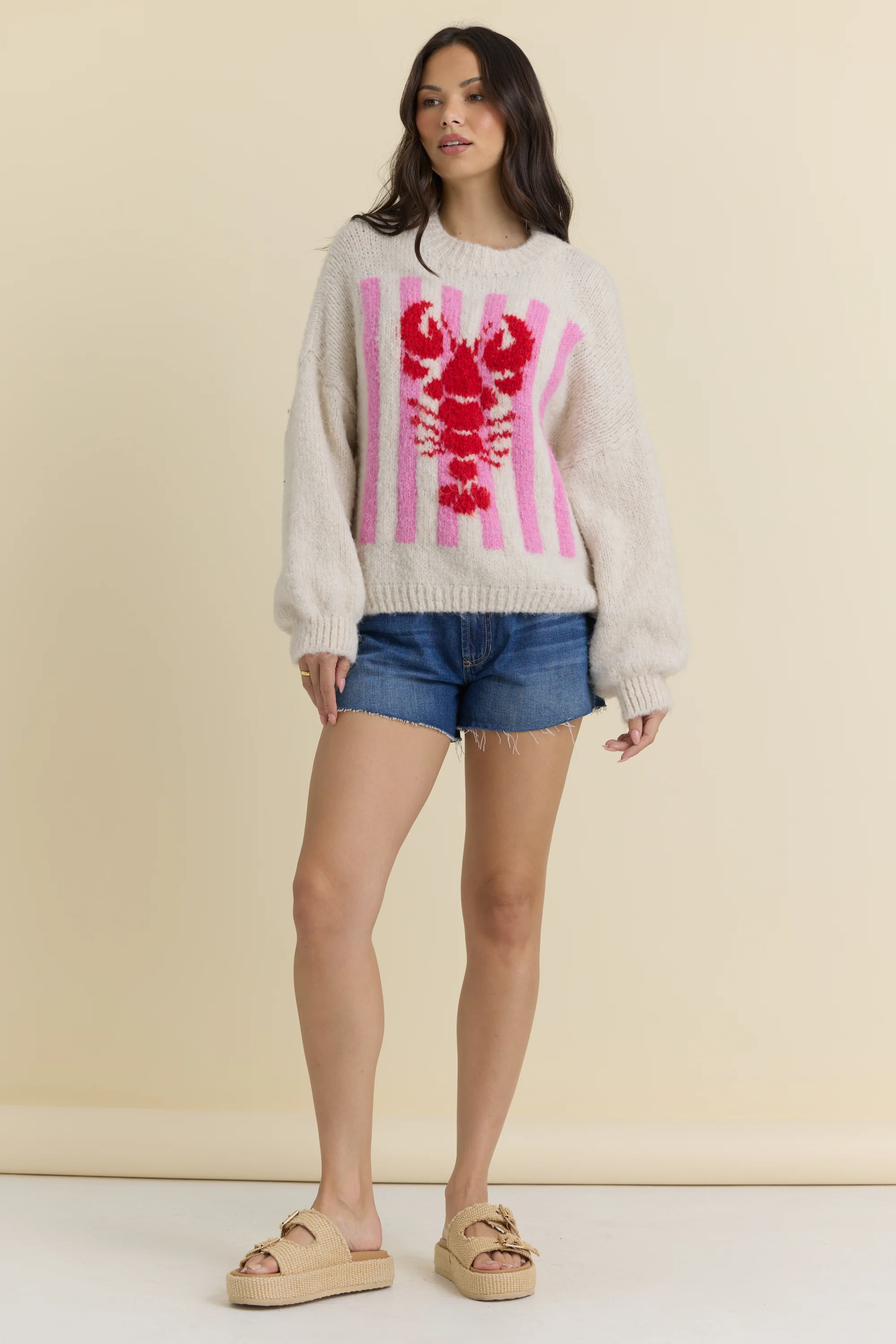 Jacquard Pullover Lobster Sweater