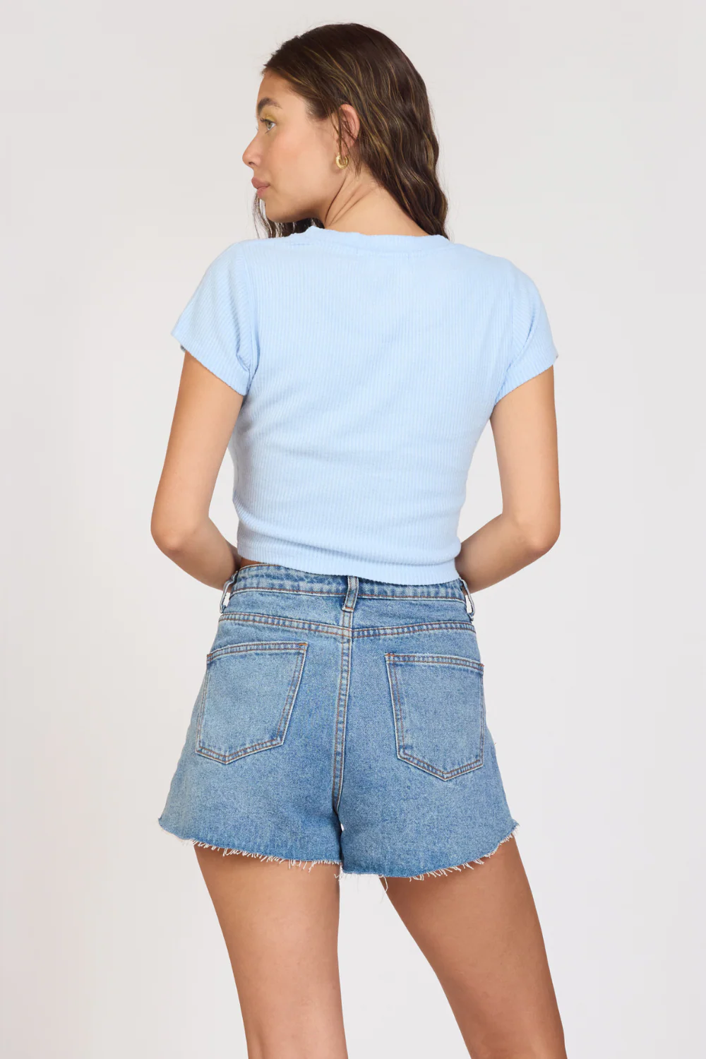 "Surf LA" Surfside Blue Rib Hacci Cropped Tee - Image 3