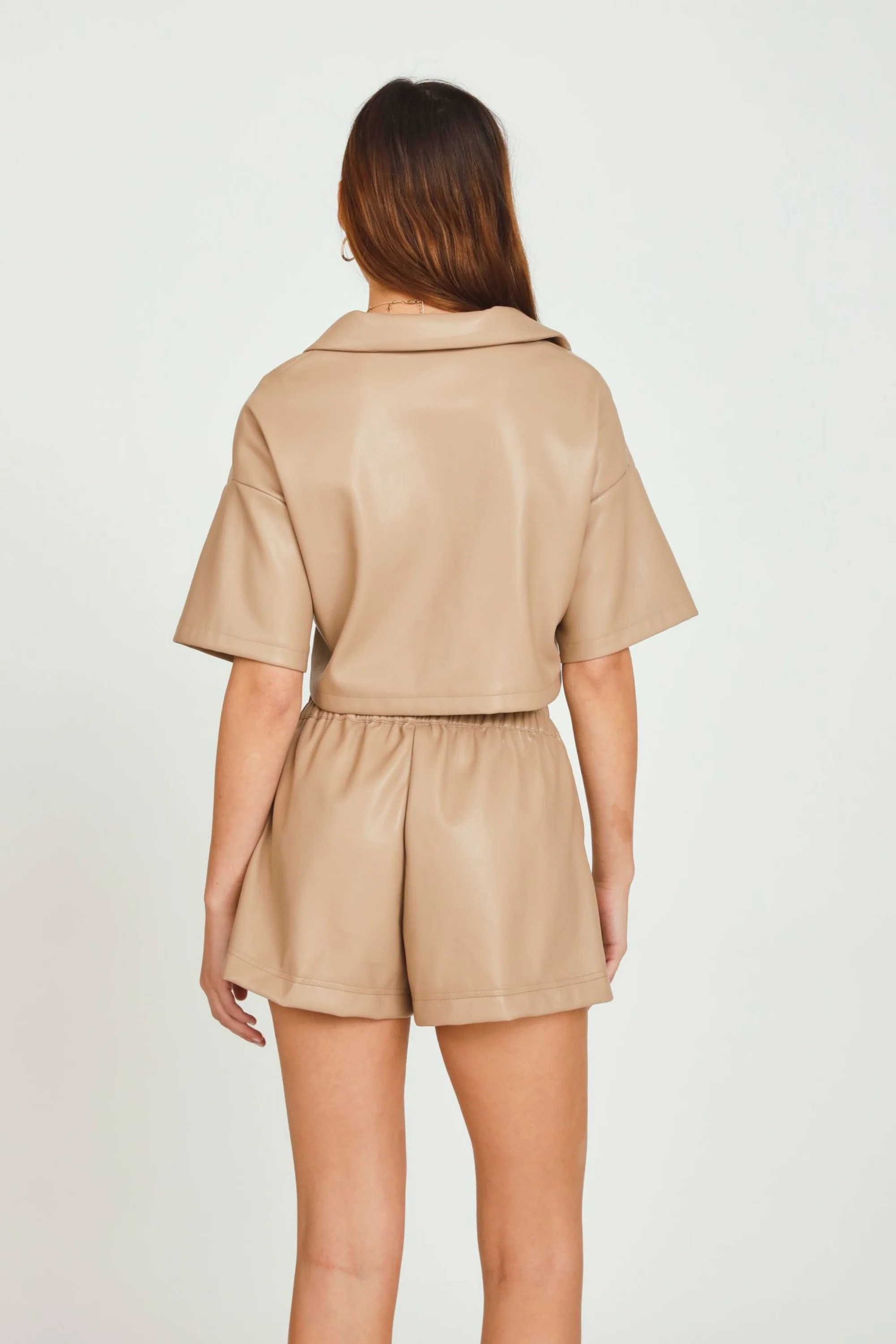 Toffee Faux Leather Camp Shirt - Image 2