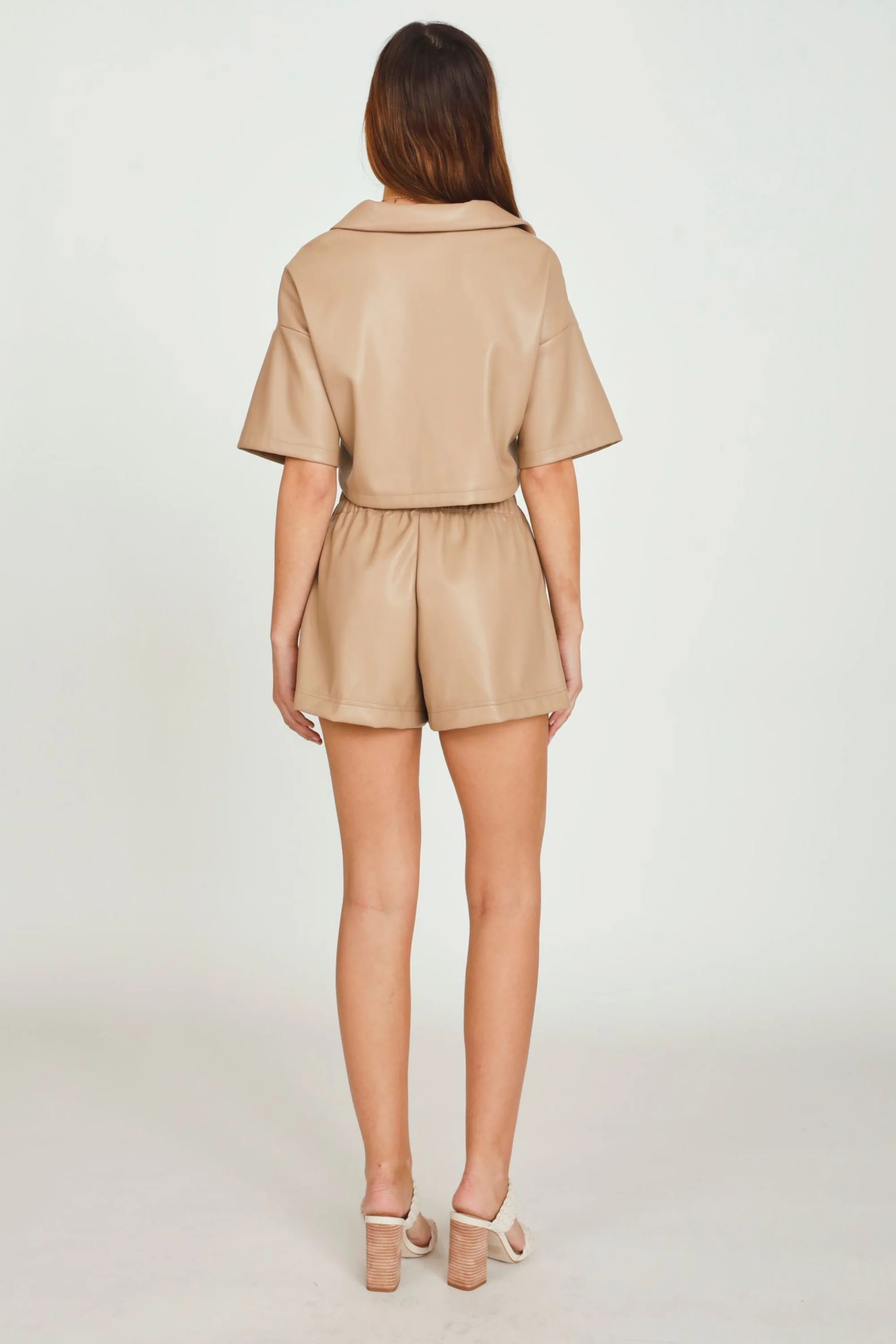Toffee Faux Leather Camp Shirt - Image 4