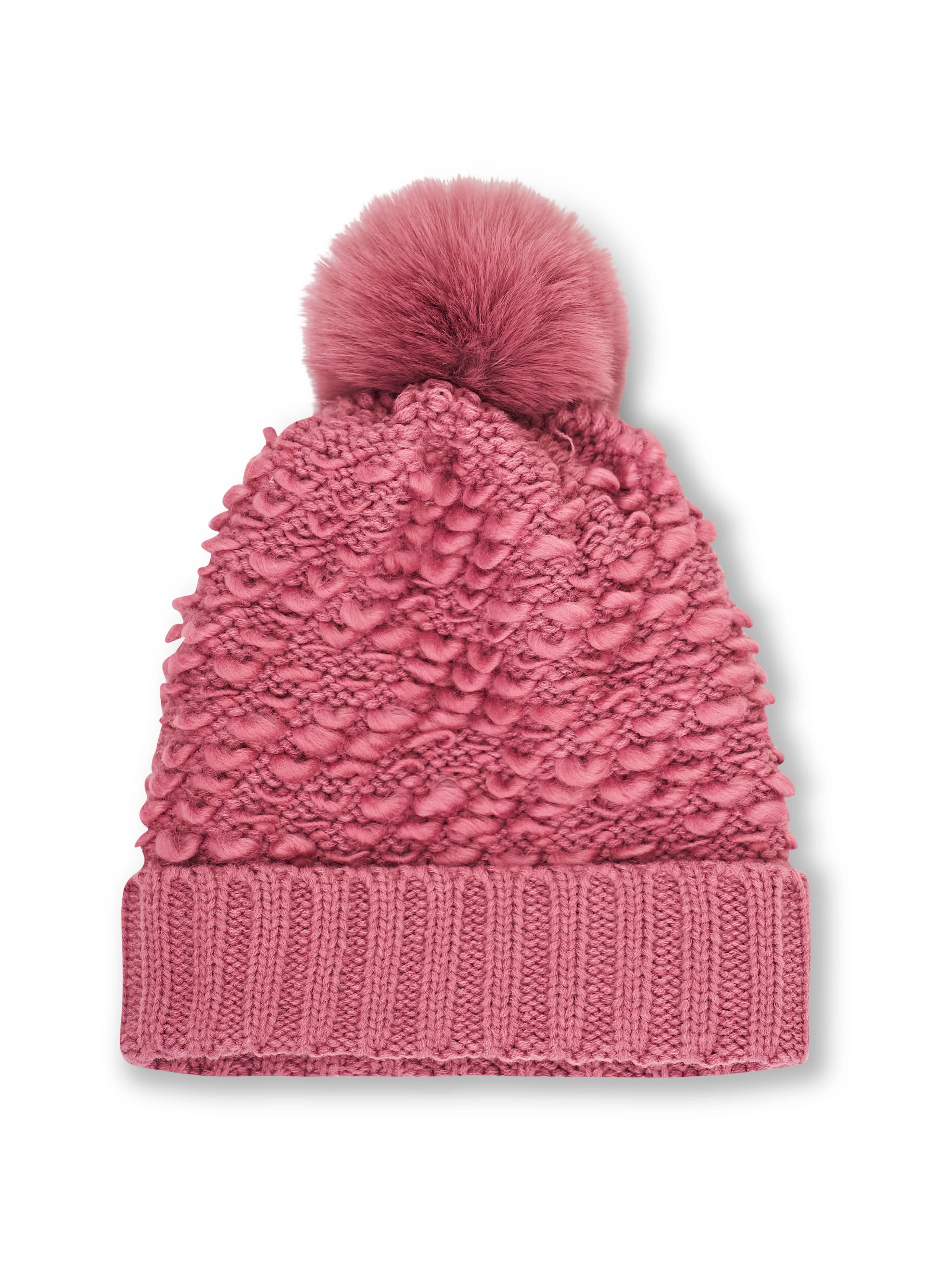 TURN UP POMPOM HAT - BLUSH - Image 4