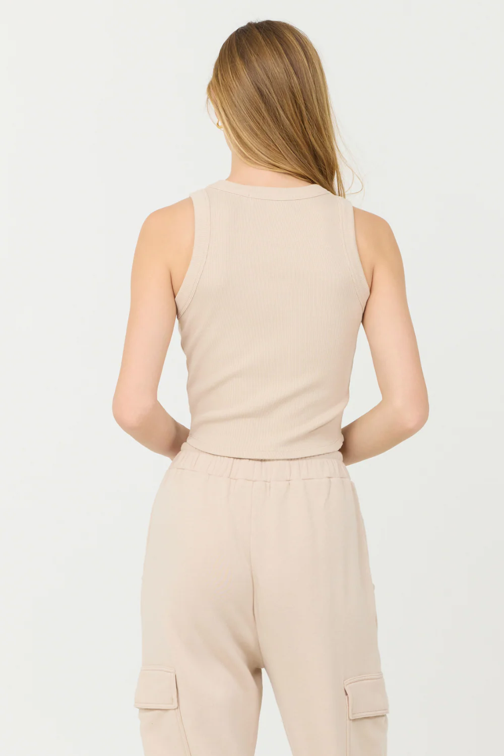Vanilla Cream Cashmere Fleece Rib Tank - Image 3