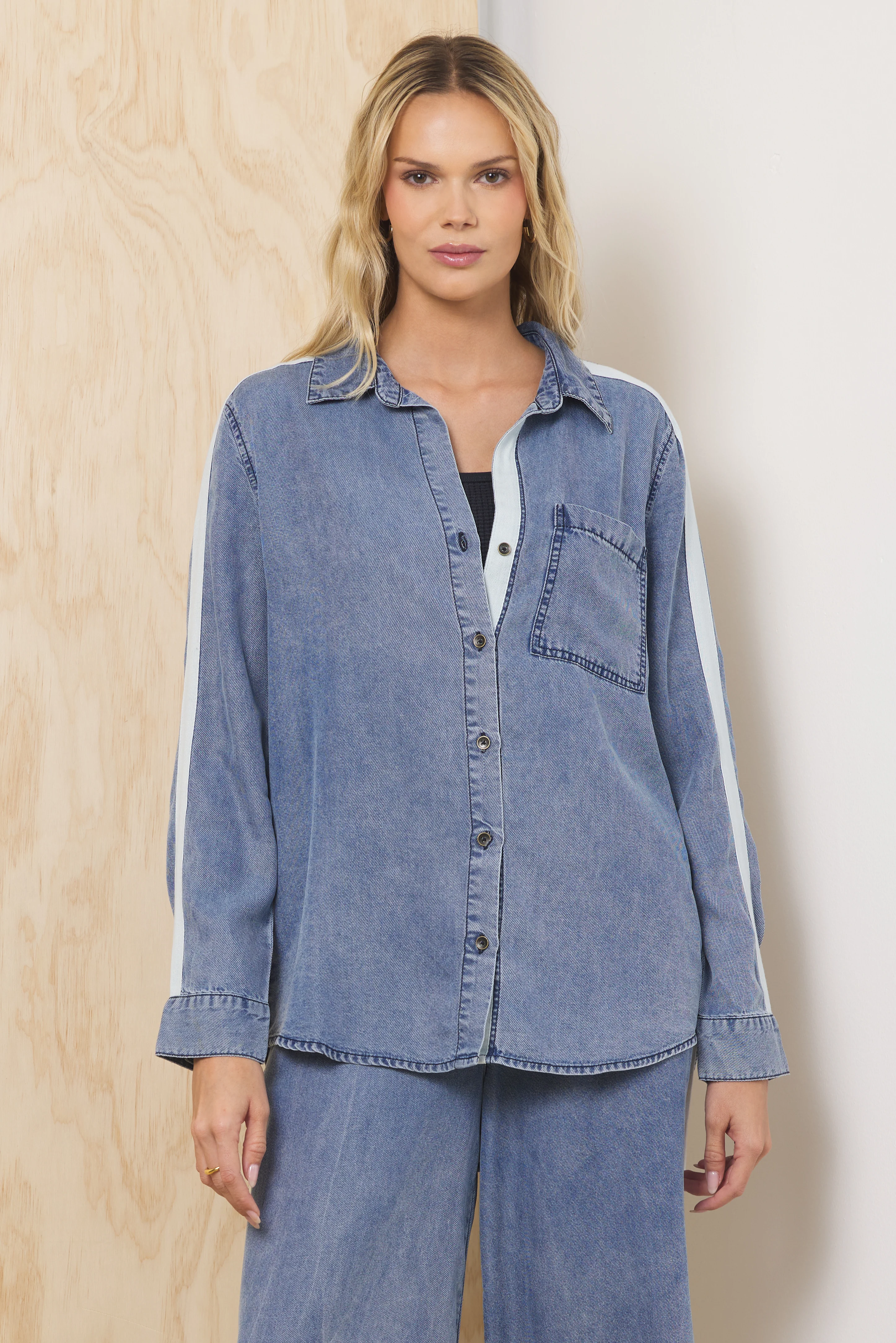 Washed Denim Tencel 2-Piece Set - Image 2