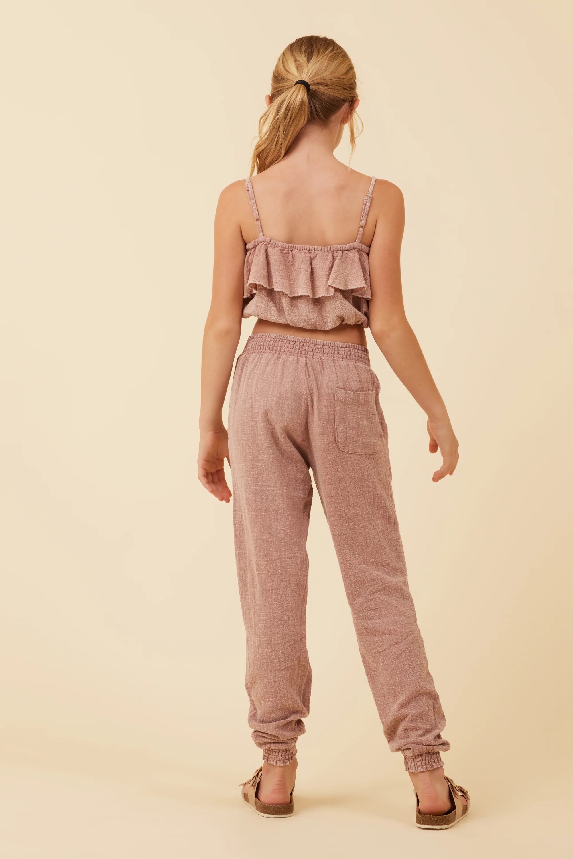 Washed Mauve Texture Ruffle Tube Top - Image 3