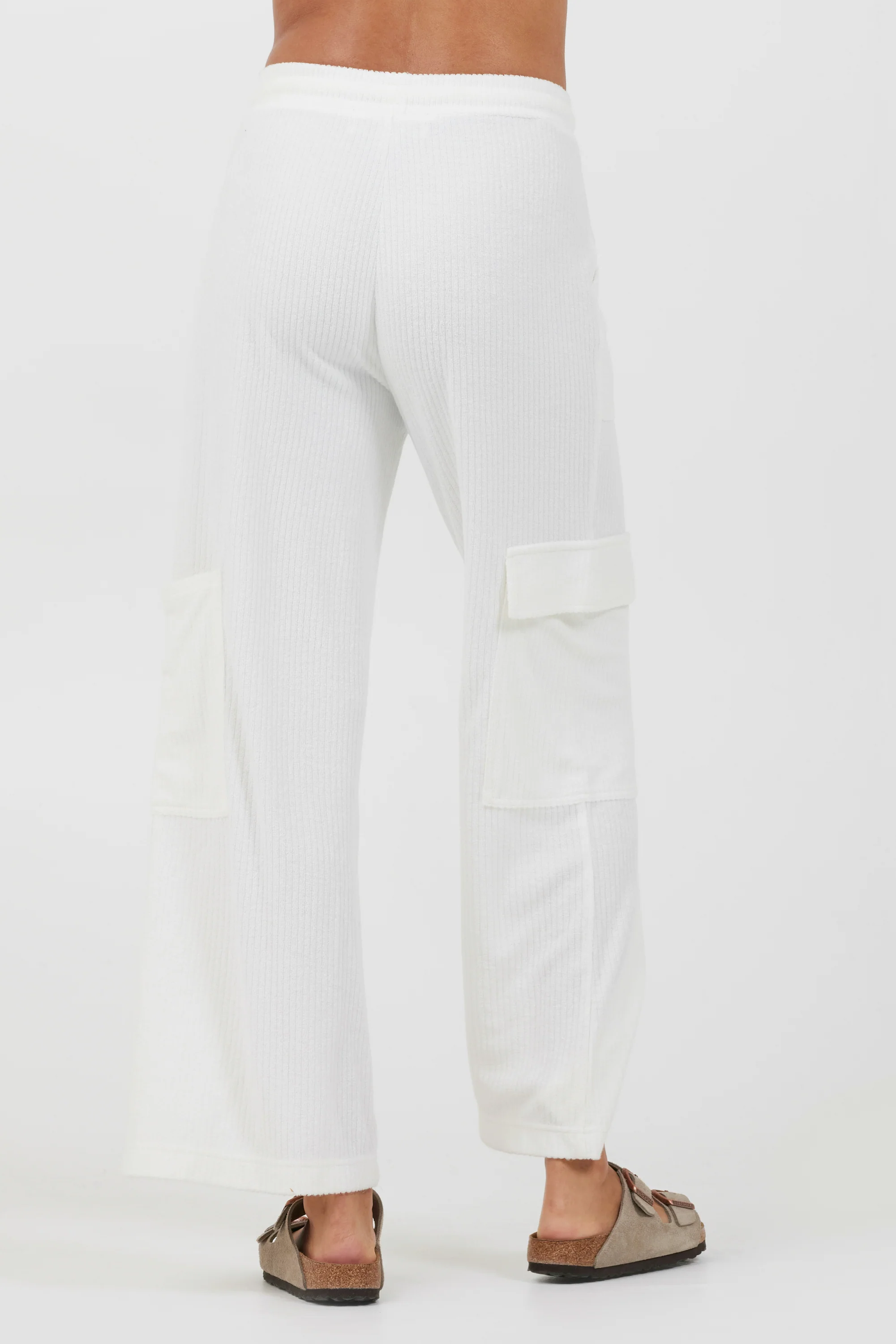 White Cord Terry Cargo Pants - Image 3