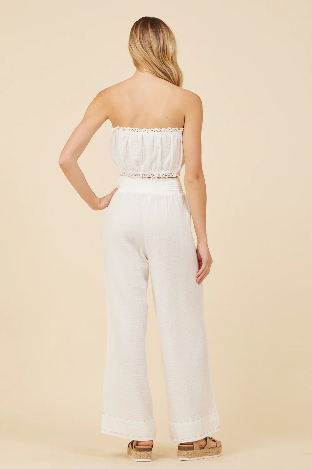 White Gauze Smocked Tube Top - Image 4