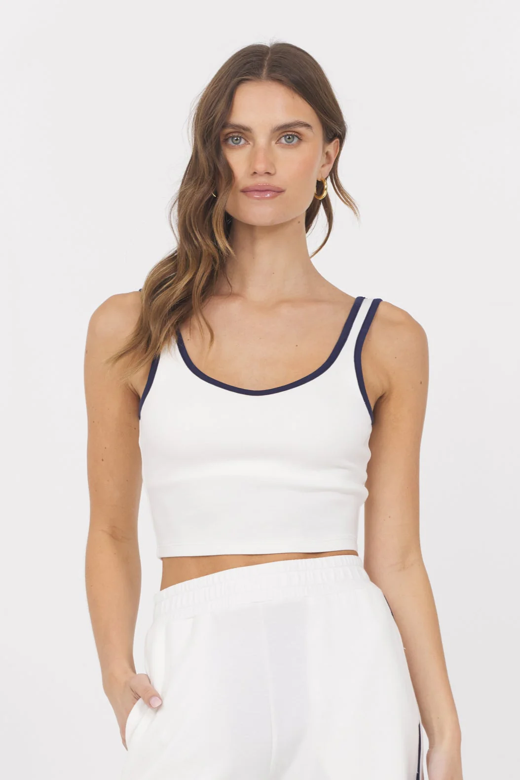 White Navy Cloud Tank + Shorts 2-Piece Set - Image 2
