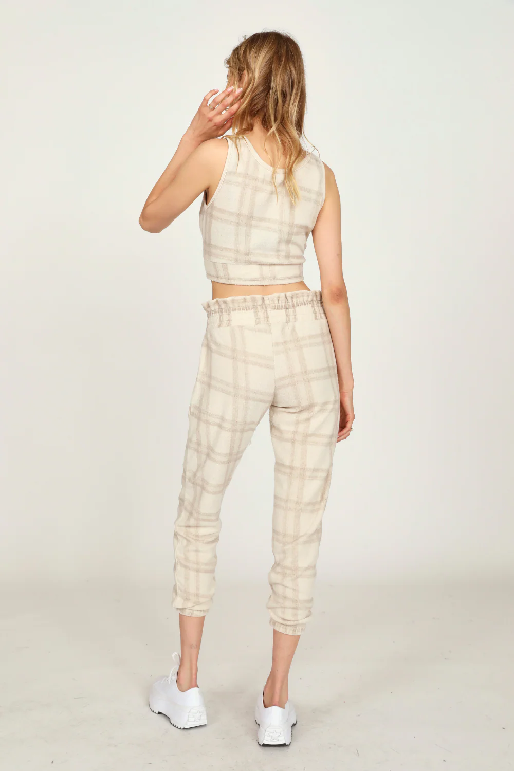 Winter Plaid Reverse Burnout Crop Top - Image 4