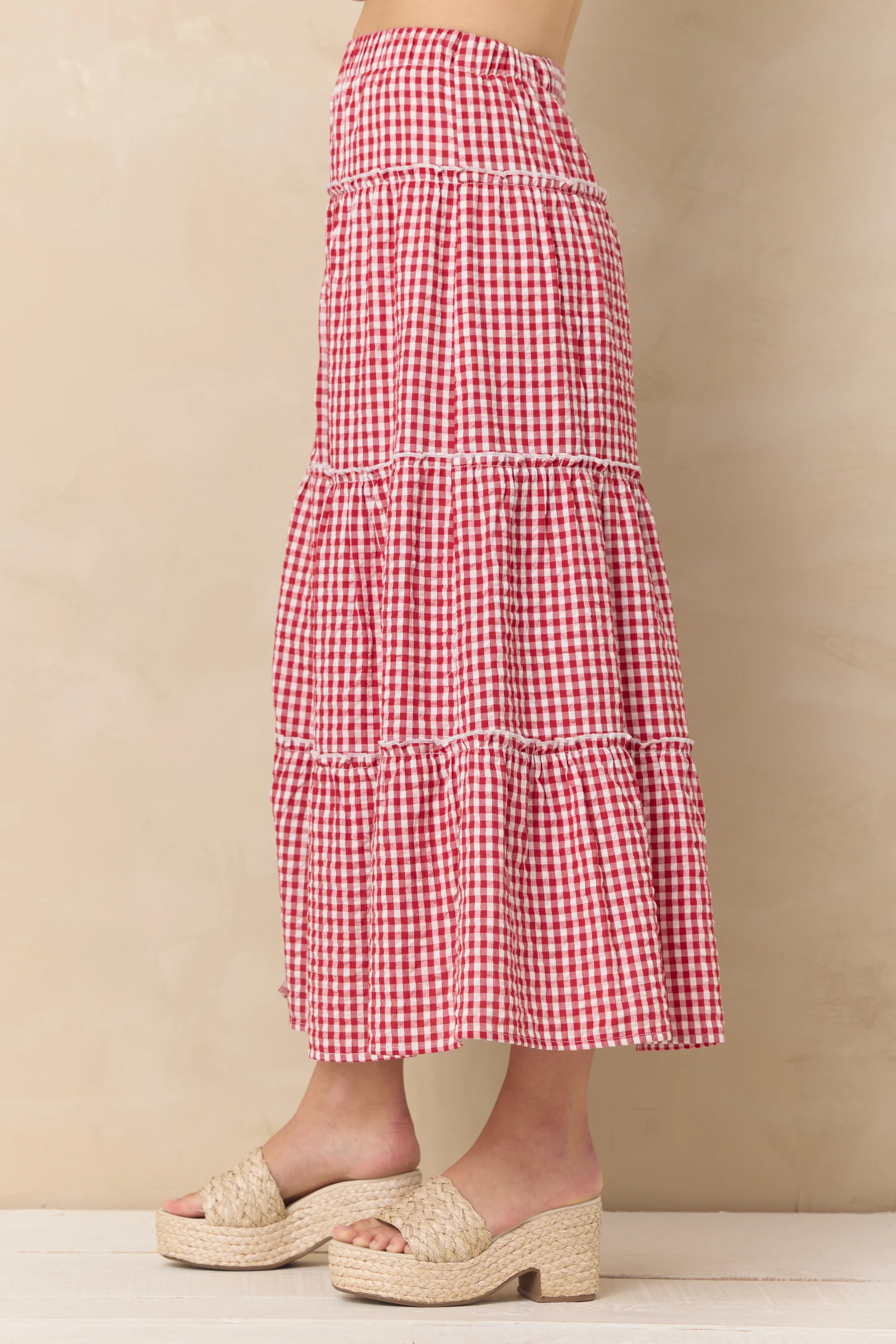 Woven Maxi Skirt with Slit - Image 3