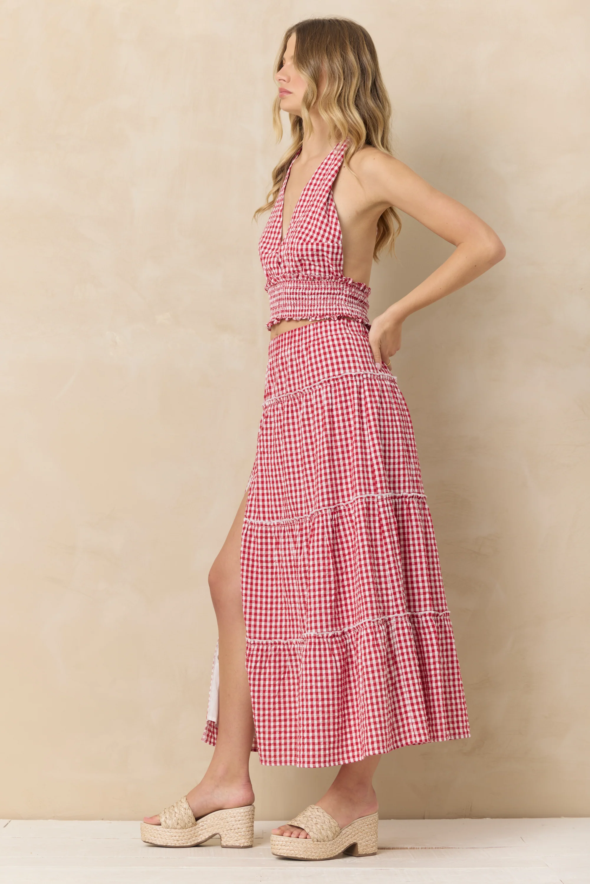 Woven Maxi Skirt with Slit - Image 6
