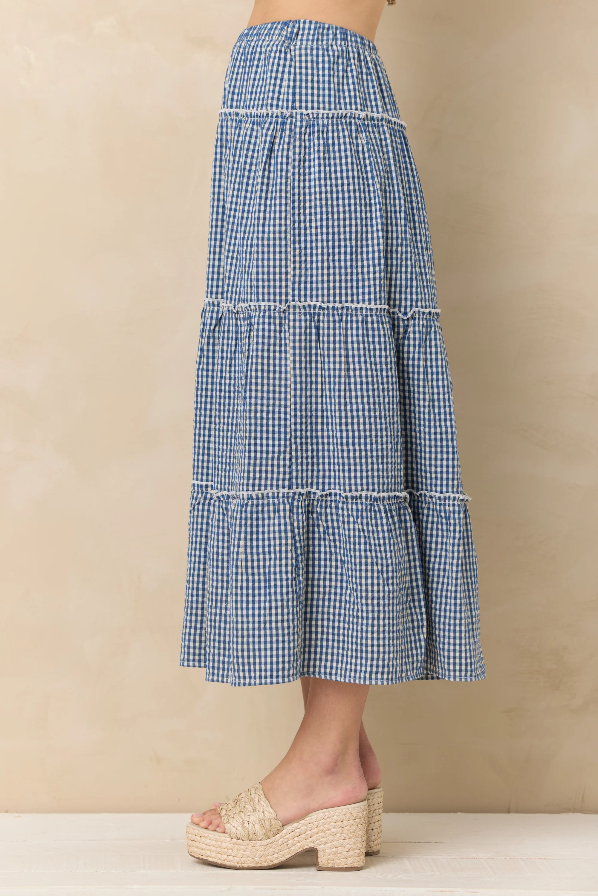 Woven Maxi Skirt with Slit - Image 4