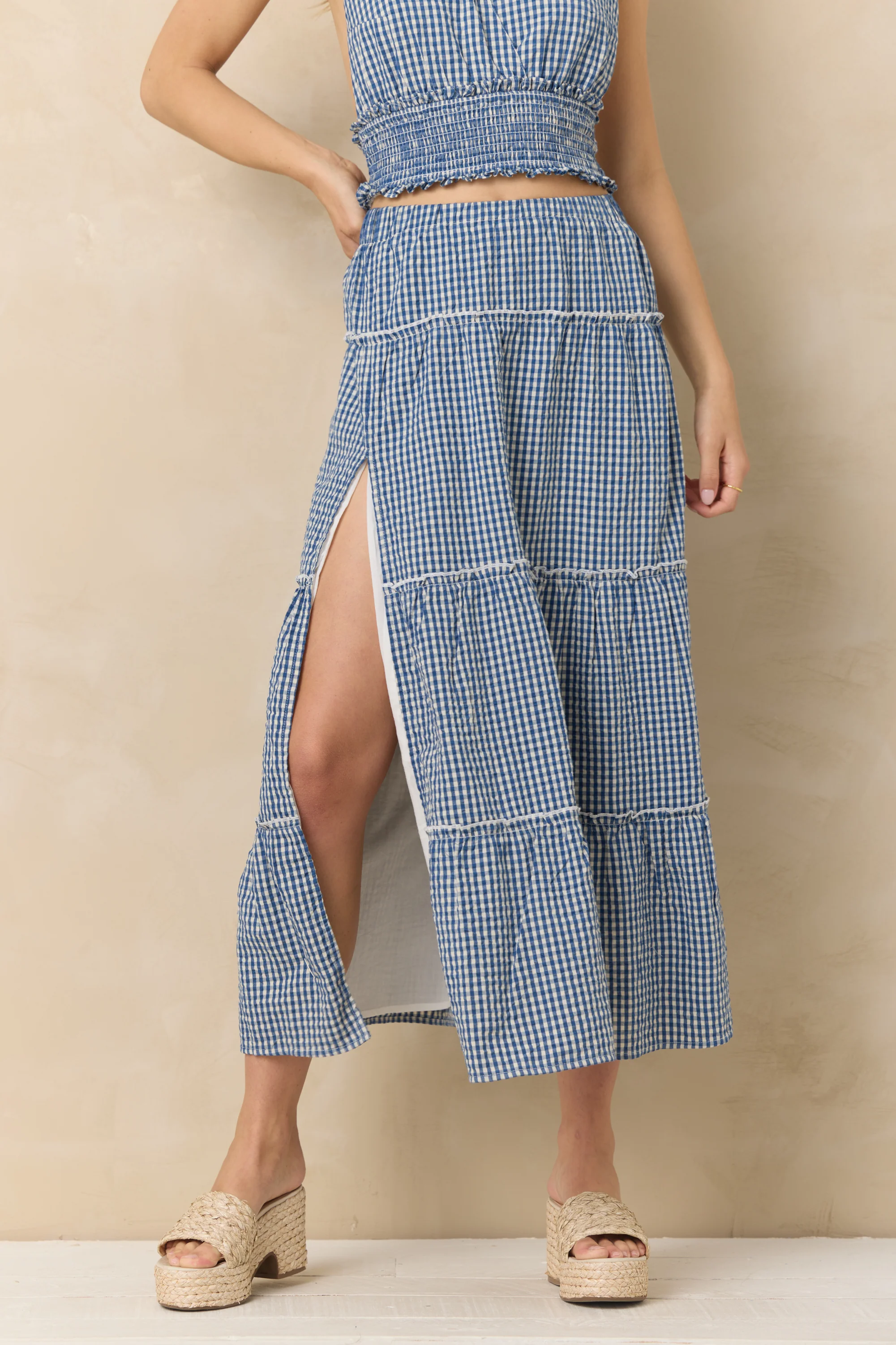 Woven Maxi Skirt with Slit - Image 5
