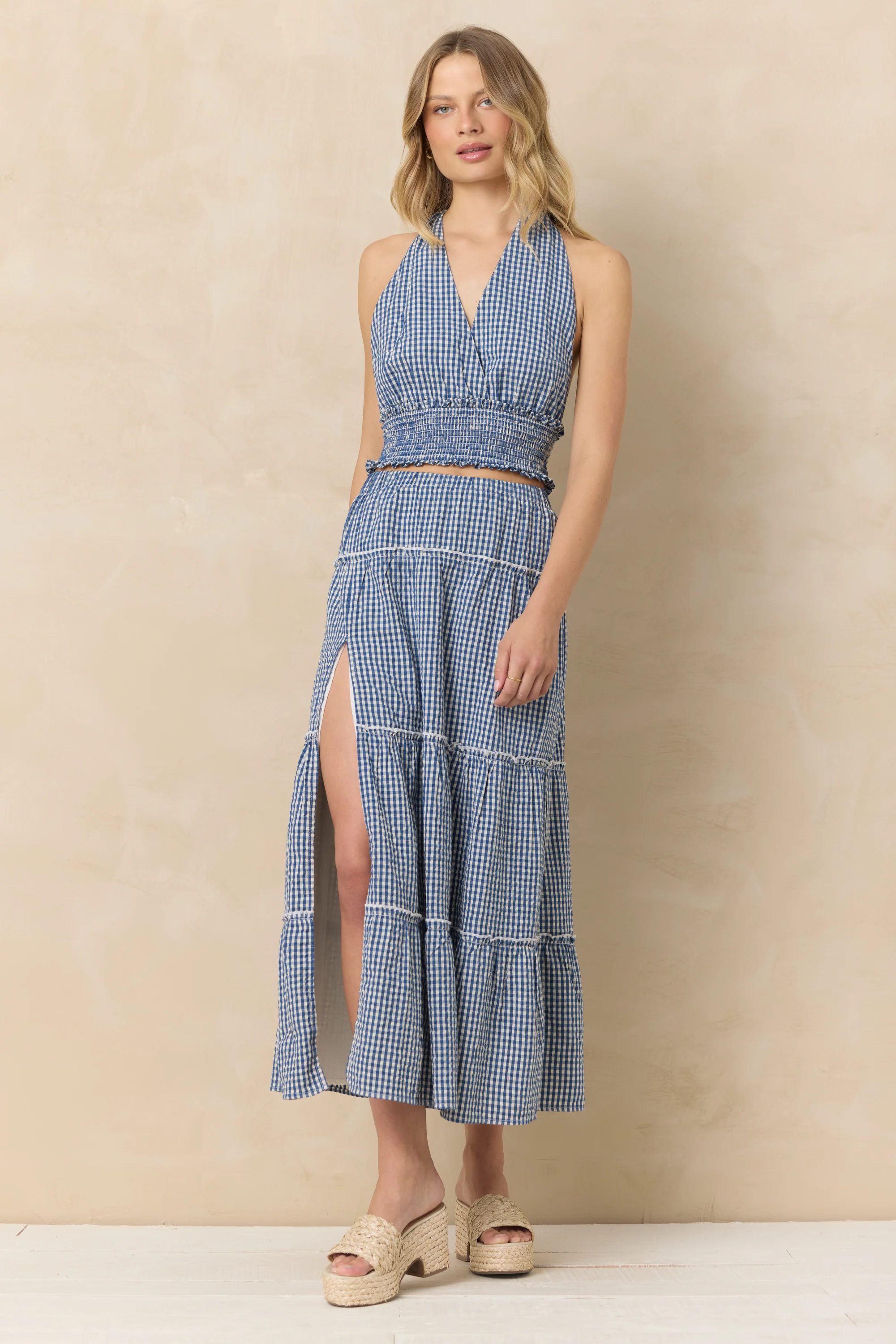 Woven Maxi Skirt with Slit - Image 7